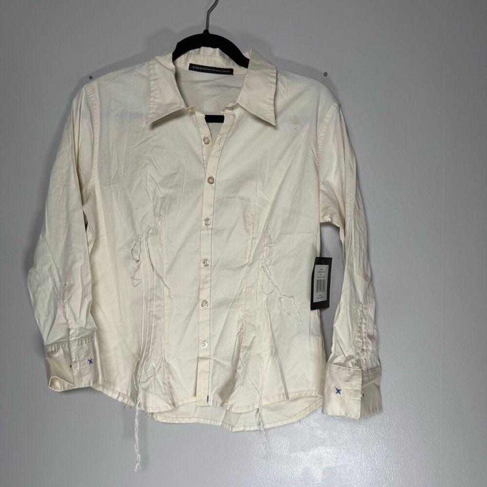 NWT Marithé François Girbaud Deconstructed Stitch Y2K Button-Up Poplin Shirt